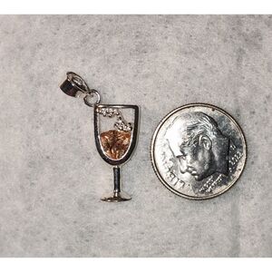 Bubbling Champagne Flute Pendant Or Charm 925 Sterling Silver